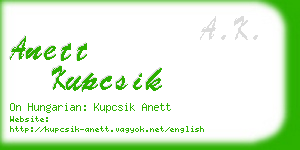 anett kupcsik business card